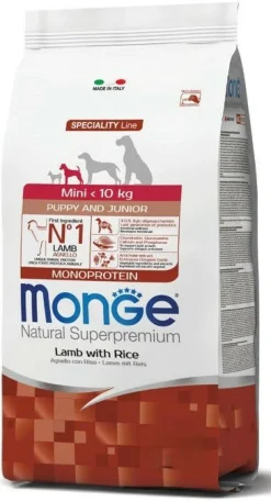 Monge Agnello Riso E Patate Cibo Secco Per Cani Cuccioli Taglia Piccola Sacco 800g