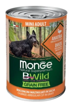 Monge B Wild Grain Free Adult Con Anatra Zucca Zucchine Cibo Umido Cani Piccola Taglia Lattina 400g