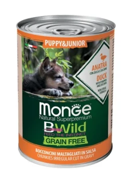 Monge B Wild Grain Free All Breeds Con Anatra Zucca Zucchine Cibo Umido Cani Cuccioli Lattina 400g