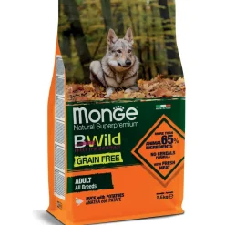 Monge B Wild Grain Free Anatra Con Patate Cibo Secco Per Cani Adulti Sacco 2,5 Kg