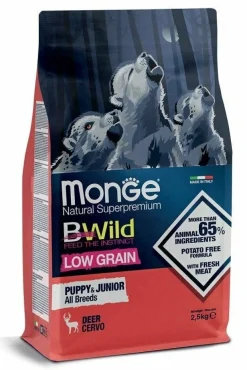 Monge B Wild Low Grain All Breeds Con Cervo Cibo Secco Cani Cuccioli Sacco 2,5kg
