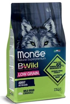 Monge B Wild Low Grain All Breeds con Cinghiale Cibo Secco Per Cani Adulti Sacco 2,5 Kg