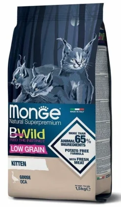 Monge B Wild Low Grain Con Oca Cibo Secco Per Gattini Sacco 1,5 kg
