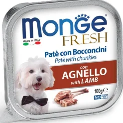 Monge Fresh Paté Bocconcini Con Agnello Cibo Umido Per Cani Adulti 100g