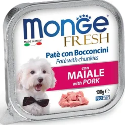 Monge Fresh Paté Bocconcini Con Maiale Cibo Umido Per Cani Adulti 100g