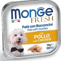 Monge Fresh Paté Bocconcini Con Pollo Cibo Umido Per Cani Adulti 100g