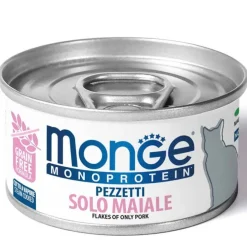Monge Monoprotein Pezzetti Solo Maiale Cibo Umido Per Gatti Adulti 80g