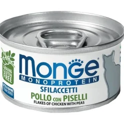 Monge Monoprotein Sfilaccetti Pollo Con Piselli Cibo Umido Per Gatti Adulti 80g