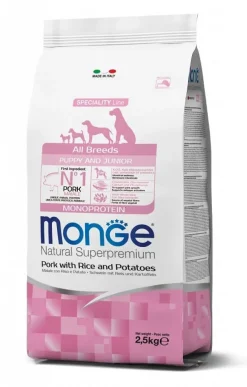 Monge Natural Superpremium All Breeds Maiale Con RIso Patate Cibo Secco Cani Cuccioli Sacco 2,5Kg