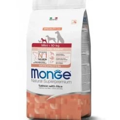 Monge Natural Superpremium Mini Salmone con Riso Cibo Secco Cani Cuccioli Taglia Mini Sacco 2,5kgKg