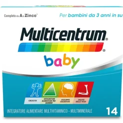 Multicentrum Baby Kids Integratore Multivitaminico Multiminerale Vitamine/Ferro/Calcio Bimbi 3Anni+ 14 Bustine