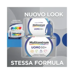 Multicentrum Uomo 50+ Integratore Alimentare Multivitaminico Vitamina D3 C B Zinco Magnesio 60 Cpr