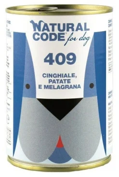 Natural Code 409 Cibo Umido Con Cinghiale/Patate/Melograno Per Cani Adulti Barattolo 400g