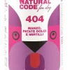 Natural Code 404 Cibo Umido Con Manzo/Patate Dolci/Mirtilli Per Cani Adulti Barattolo 400g