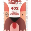 Natural Code 402 Cibo Umido Con Pollo/Couscous/Zucchini Per Cani Adulti Barattolo 400g