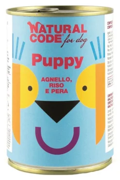 Natural Code Puppy 02 Cibo Umido Con Agnello/Riso/Pera Per Cuccioli Barattolo 400g