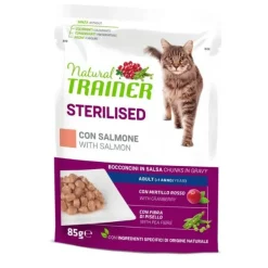 Natural Trainer Adult Sterilised Salmone Bocconcini In Salsa Busta 85g