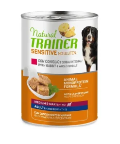 Natural Trainer Cane Sensitive No Gluten Coniglio e Cereali Umido per Cane 400g
