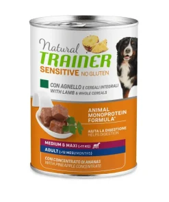 Natural Trainer Cane Sensitive No Gluten Medium & Maxi Adult con Agnello e Cereali 400g