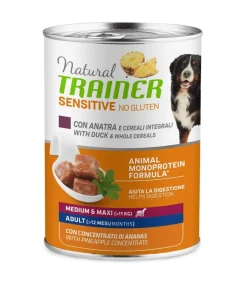 Natural Trainer Cane Sensitive No Gluten Medium & Maxi Adult con Anatra e Cereali 400g