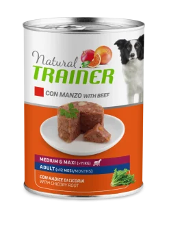 Natural Trainer Cibo Umido Manzo/Riso Per Cani Adulti Taglia Media/Grande Lattina 400g
