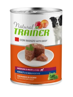 Natural Trainer Cibo Umido Manzo/Riso Per Cani Adulti Taglia Media/Grande Lattina 400g