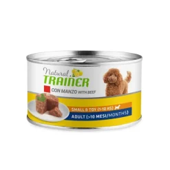 Natural Trainer Cibo Umido Manzo/Riso Per Cani Adulti Taglia Piccola Lattina 150g