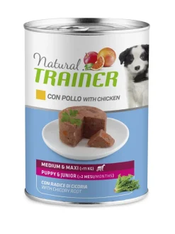 Natural Trainer Cibo Umido Pollo Per Cuccioli Taglia Media/Grande Fino A 2 Mesi Lattina 400g