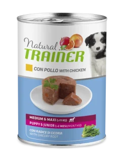 Natural Trainer Cibo Umido Pollo Per Cuccioli Taglia Media/Grande Fino A 2 Mesi Lattina 400g