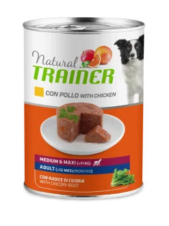 Natural Trainer Cibo Umido Pollo/Riso Per Cani Adulti Taglia Media/Grande Lattina 400g