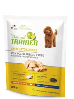 Natural Trainer Crocchette Al Pollo E Riso Per Cani Adulti Taglia Mini Sacco 0,8kg