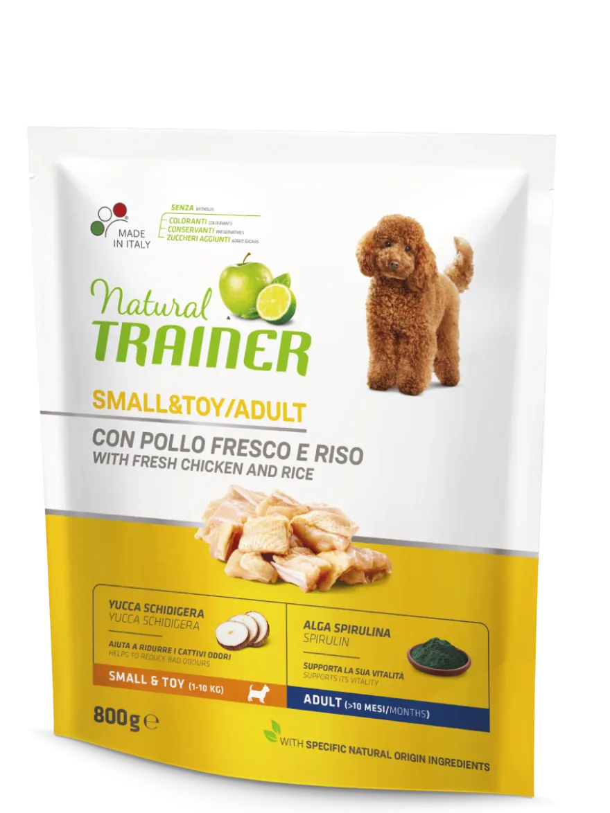 Natural Trainer Crocchette Al Pollo E Riso Per Cani Adulti Taglia Mini Sacco 0,8kg