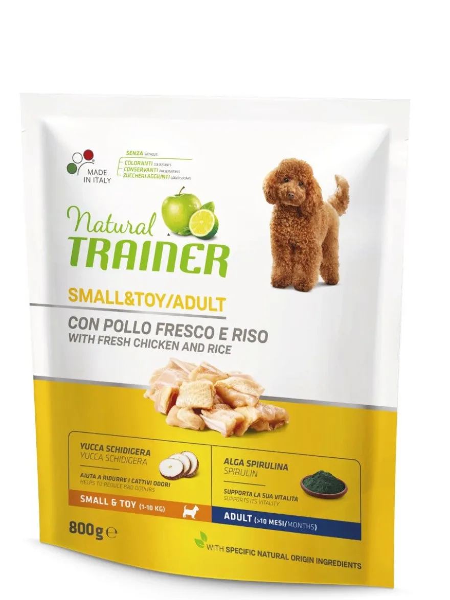 Natural Trainer Crocchette Al Pollo E Riso Per Cani Adulti Taglia Mini Sacco 0,8kg