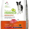 Natural Trainer Crocchette Manzo/Riso Per Cani Adulti Taglia Media Sacco 3kg