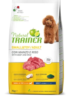 Natural Trainer Crocchette Manzo/Riso Per Cani Adulti Taglia Piccola Sacco 7kg