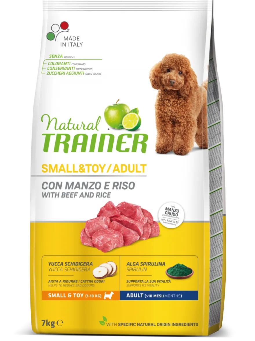 Natural Trainer Crocchette Manzo/Riso Per Cani Adulti Taglia Piccola Sacco 7kg