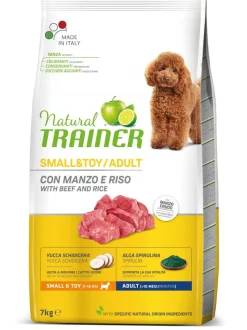 Natural Trainer Crocchette Manzo/Riso Per Cani Adulti Taglia Piccola Sacco 7kg