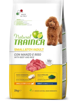 Natural Trainer Crocchette Manzo/Riso Per Cani Adulti Taglia Piccola Sacco 2kg