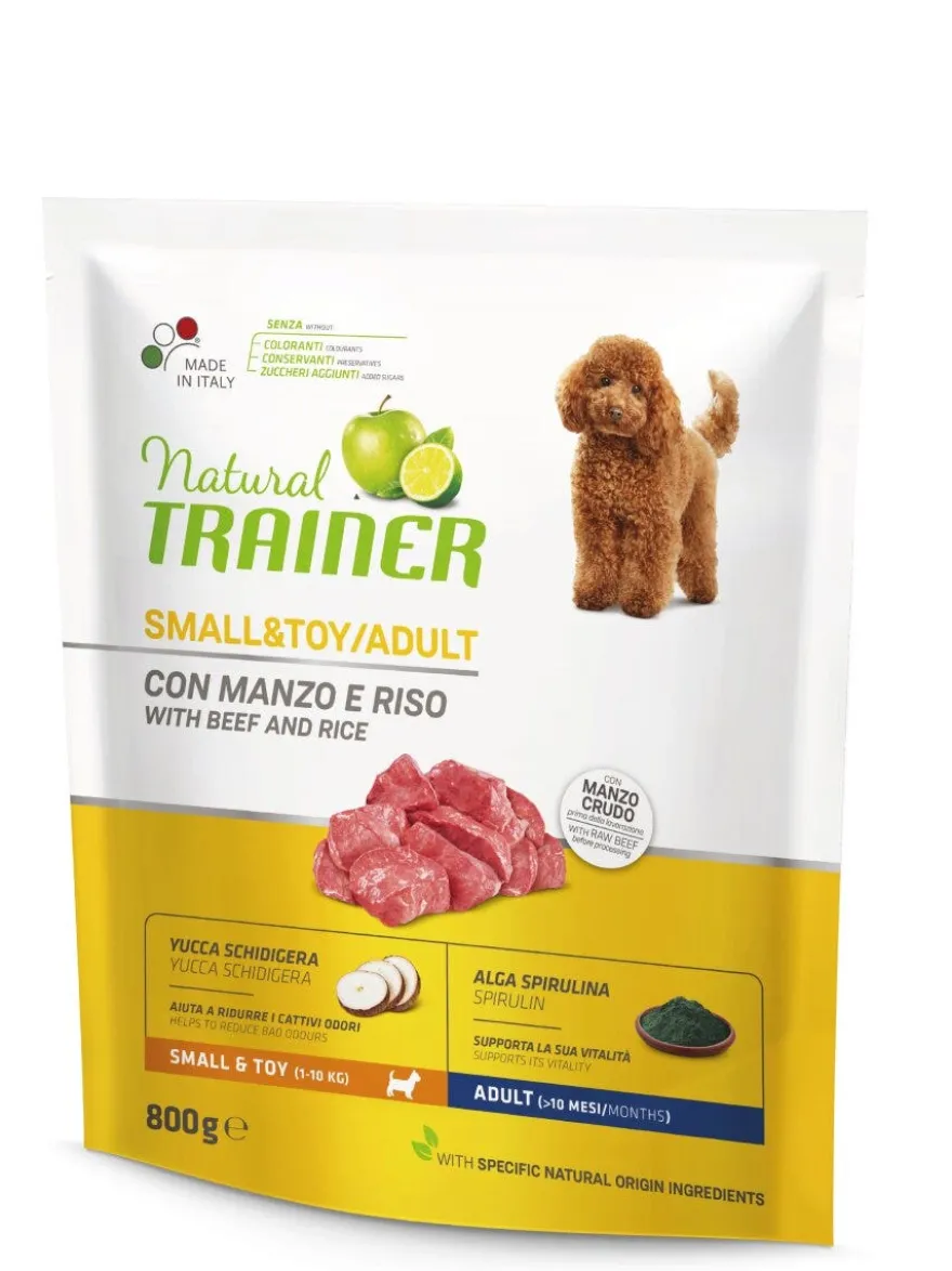 Natural Trainer Crocchette Manzo/Riso Per Cani Adulti Taglia Piccola Sacco 800g