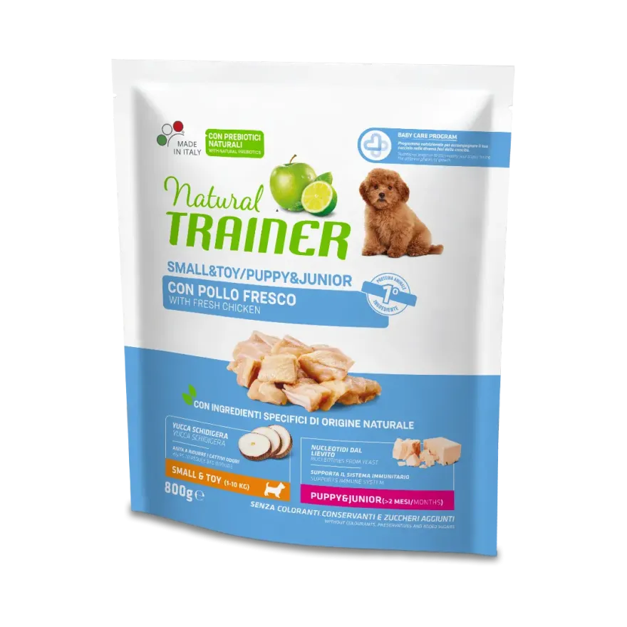 Natural Trainer Crocchette Pollo Cibo Secco Per Cuccioli Taglia Small Sacco 0,8kg
