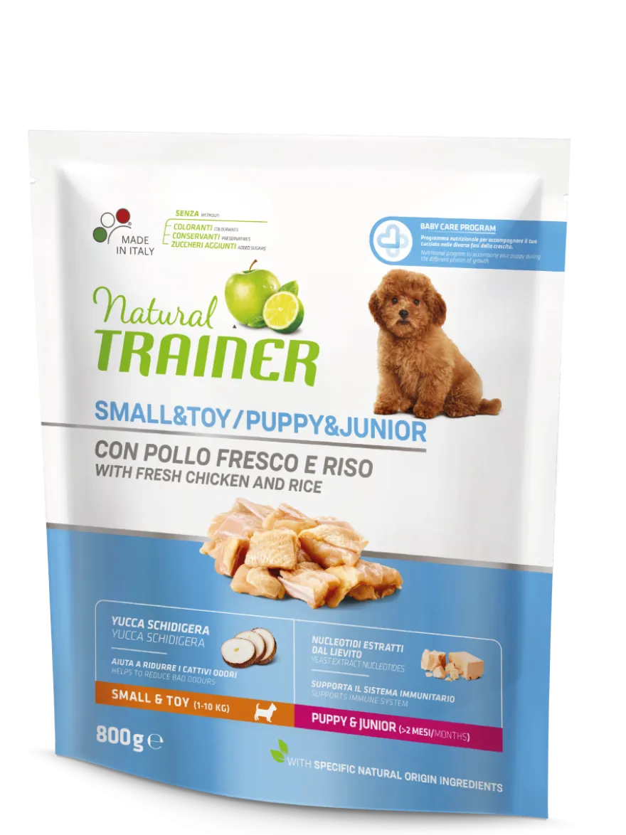 Natural Trainer Crocchette Pollo Fresco Per Cuccioli Taglia Piccola Sacco 800g