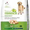Natural Trainer Crocchette Pollo/Riso/Alga Spirulina Per Cani Adulti Taglia Grande Sacco 3kg