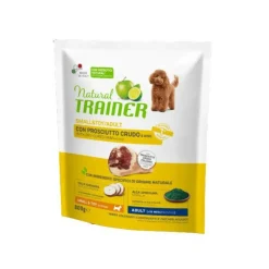 Natural Trainer Crocchette Prosciutto Crudo e Riso Cane Adult Small & Toy 800gr