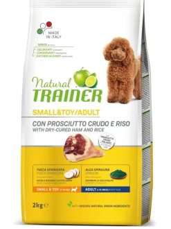Natural Trainer Crocchette Prosciutto Crudo/Riso Per Cani Adulti Taglia Piccola Sacco 2kg