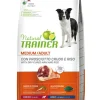 Natural Trainer Crocchette Prosciutto Crudo/Riso Per Cani Adulti Taglia Media Sacco 12kg