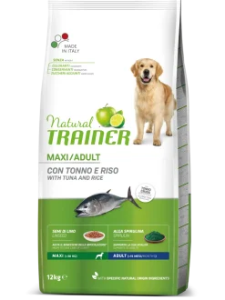 Natural Trainer Crocchette Tonno/Riso/Alga Spirulina Per Cani Taglia Grande Sacco 12kg