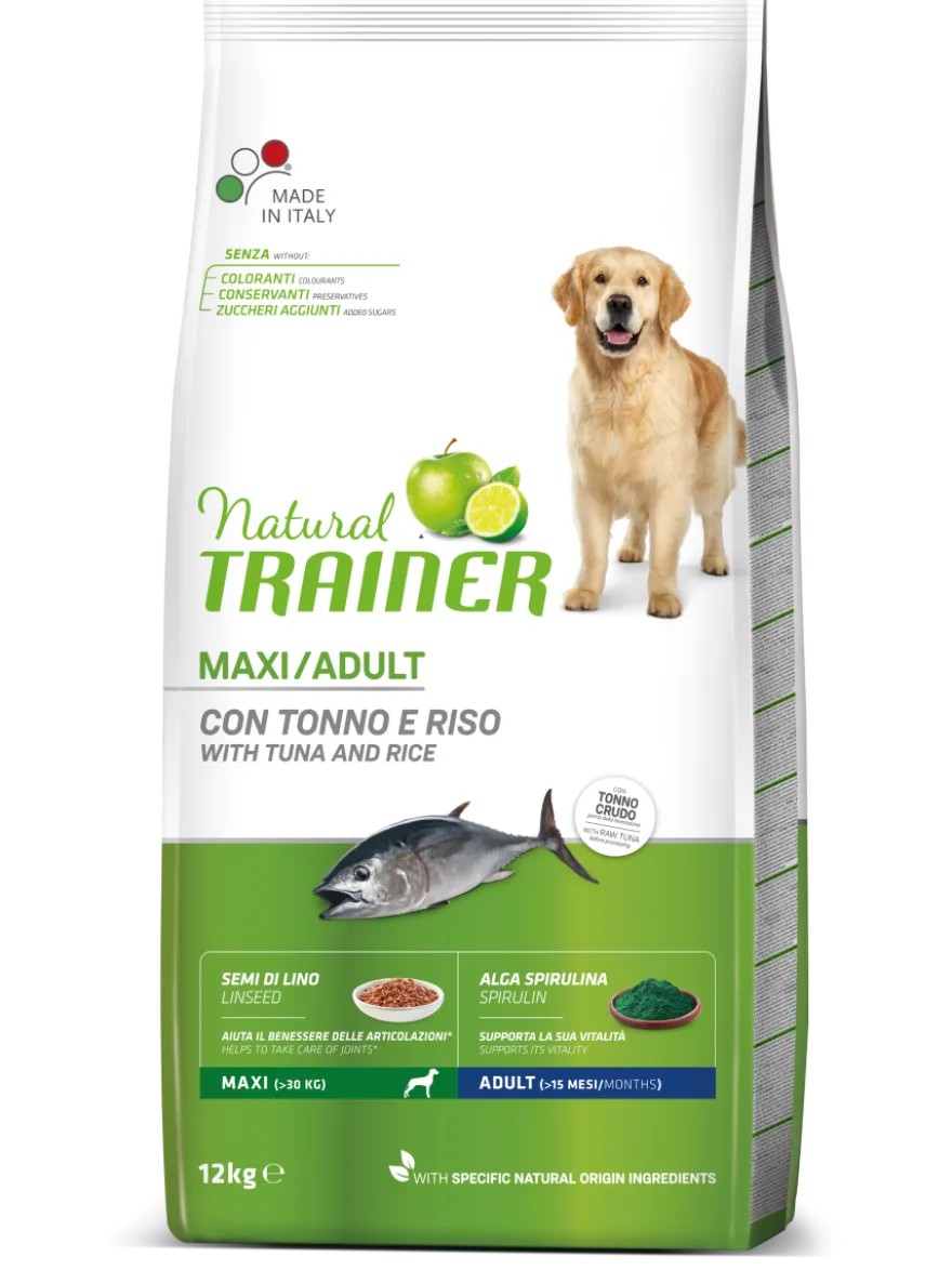 Natural Trainer Crocchette Tonno/Riso/Alga Spirulina Per Cani Taglia Grande Sacco 12kg