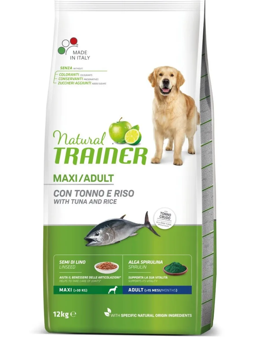 Natural Trainer Crocchette Tonno/Riso/Alga Spirulina Per Cani Taglia Grande Sacco 12kg