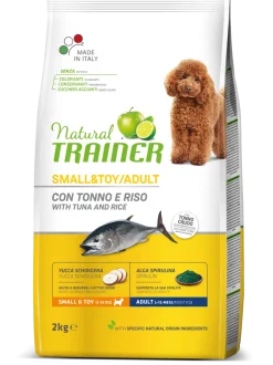 Natural Trainer Crocchette Tonno/Riso Per Cani Adulti Taglia Piccola Sacco 2kg
