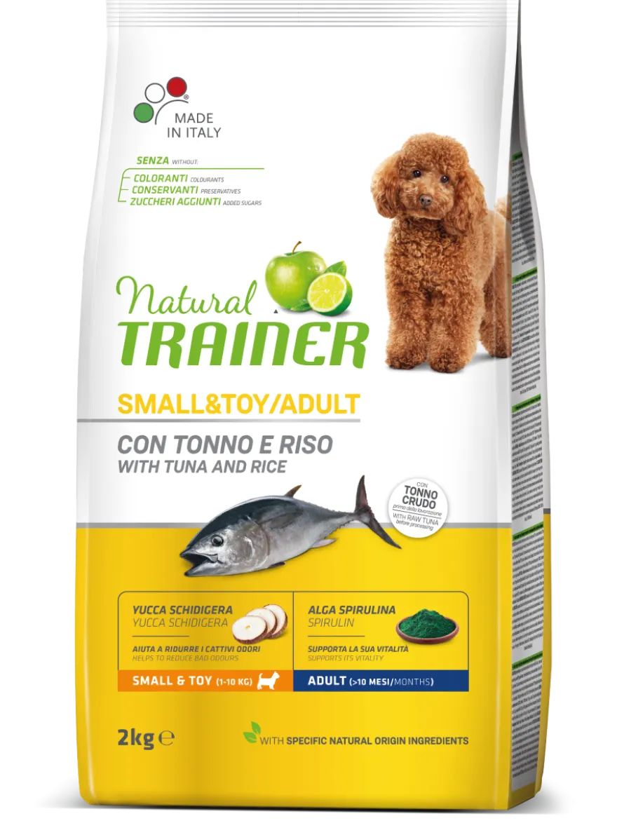 Natural Trainer Crocchette Tonno/Riso Per Cani Adulti Taglia Piccola Sacco 2kg